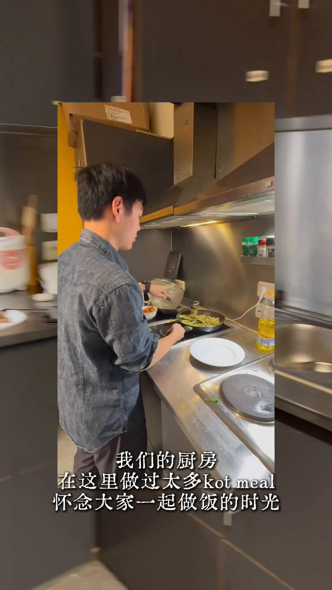 Alan cooking in a shared student kitchen