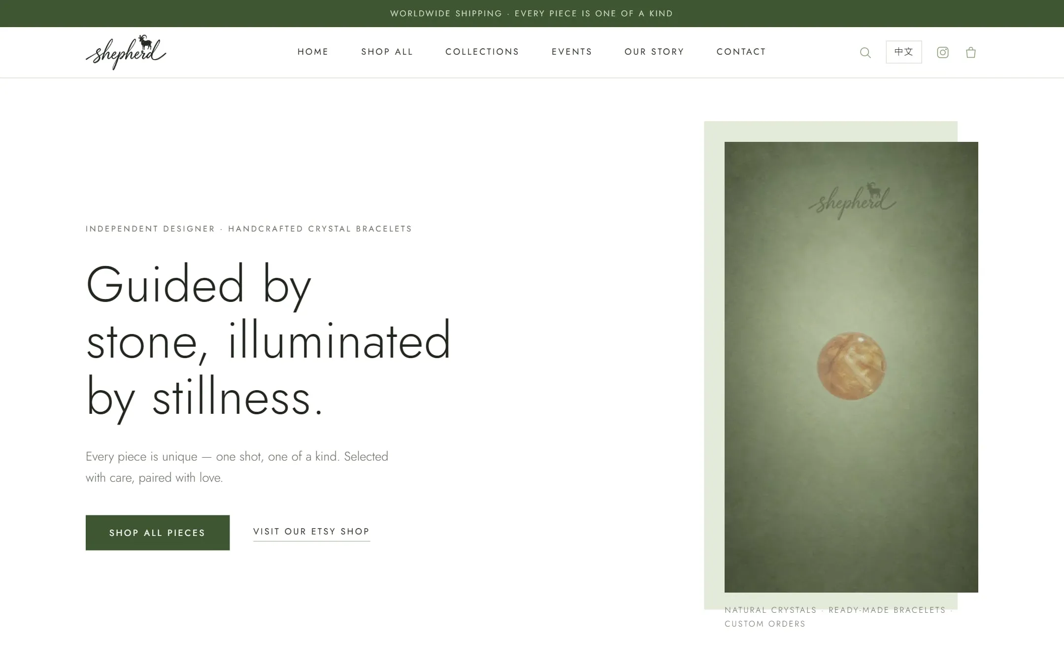 Home page of the Shepherd Crystal website