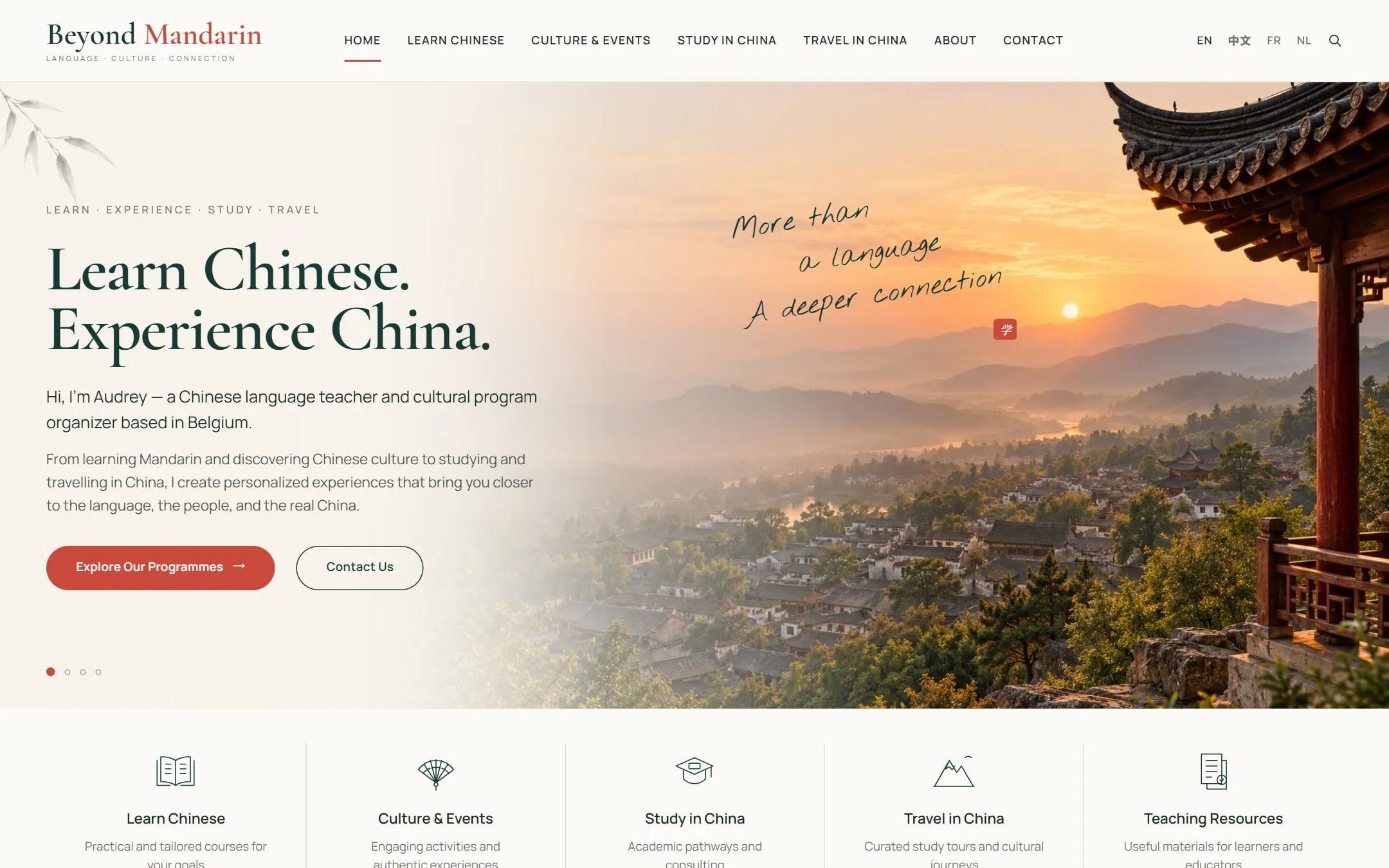 Home page of the Beyond Mandarin website
